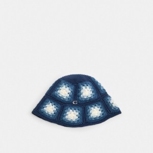 Coach Tie Dye Crochet Bucket Hat Blue | COH866420