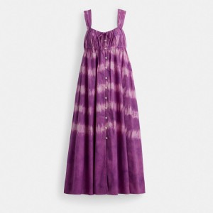 Coach Tie Dye Sleeveless Dress In Organic Cotton Purple | COH866069