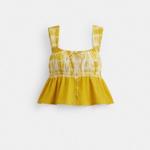 Coach Tie Dye Tank Top In Organic Cotton Yellow Multi | COH866013