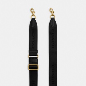 Coach Tonal Signature Webbing Strap Brass/Black | COH866431