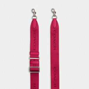 Coach Tonal Signature Webbing Strap Silver/Dragonfruit | COH866475