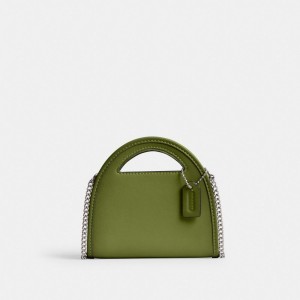 Coach Top Handle Card Case Silver/Dark Lime | COH865647