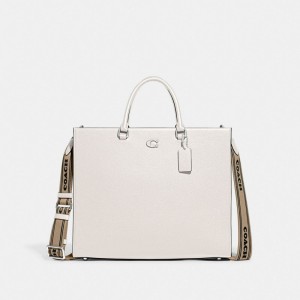 Coach Tote Bag 40 With Signature Canvas Chalk | COH866526