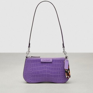 Coach Wavy Baguette Bag In Croc Embossed Coachtopia Leather Iris | COH864807