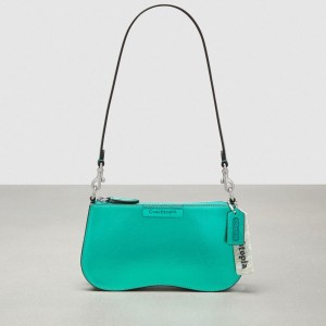Coach Wavy Baguette Bag In Metallic Coachtopia Leather Green Metallic | COH864908