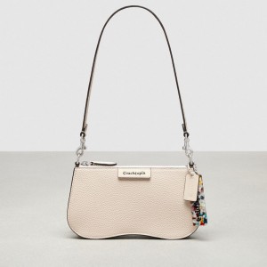 Coach Wavy Baguette Bag In Pebbled Coachtopia Leather Cloud | COH864826