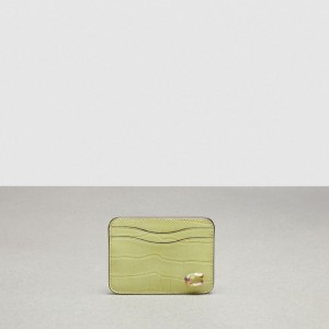 Coach Wavy Card Case In Croc Embossed Coachtopia Leather Pale Lime | COH865563