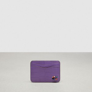 Coach Wavy Card Case In Croc Embossed Coachtopia Leather Iris | COH865598