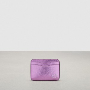 Coach Wavy Card Case In Metallic Coachtopia Leather Pink Metallic | COH865599