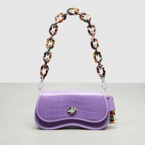 Coach Wavy Dinky Bag In Croc Embossed Coachtopia Leather Iris | COH865416