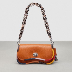 Coach Wavy Dinky Bag With Colorful Binding In Upcrafted Leather Coachtopia Leather/Burnished Amber Multicolor | COH865415