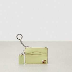 Coach Wavy Zip Card Case With Key Ring In Smooth Coachtopia Leather Pale Lime | COH865562