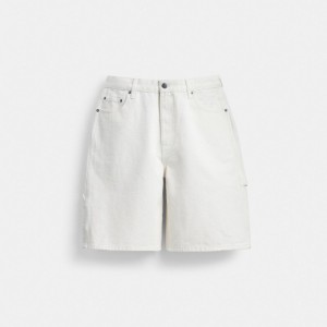 Coach White Denim Shorts In Organic Cotton White | COH866956