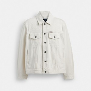 Coach White Denim Trucker In Organic Cotton White | COH866880