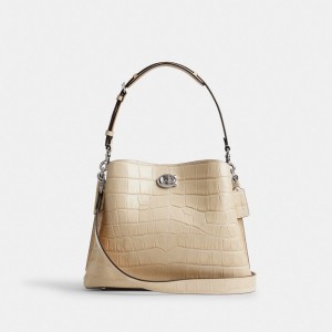Coach Willow Shoulder Bag Silver/Ivory | COH864956
