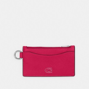 Coach Zip Card Case Crossgrain Leather/Dragon Fruit | COH866751